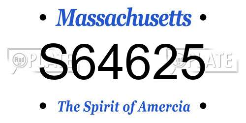 S64625 Massachusetts License Plate