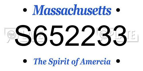 S652233 Massachusetts License Plate