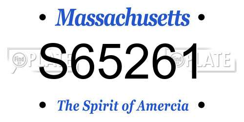 S65261 Massachusetts License Plate