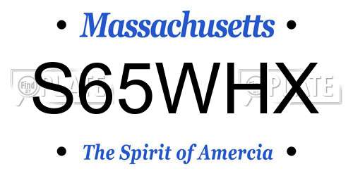 S65WHX Massachusetts License Plate