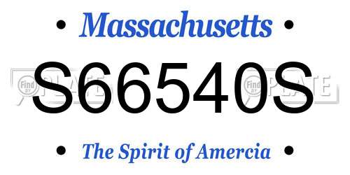 S66540S Massachusetts License Plate
