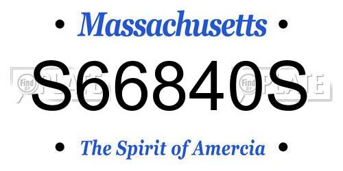 S66840S Massachusetts License Plate