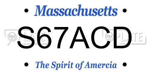 S67ACD Massachusetts License Plate