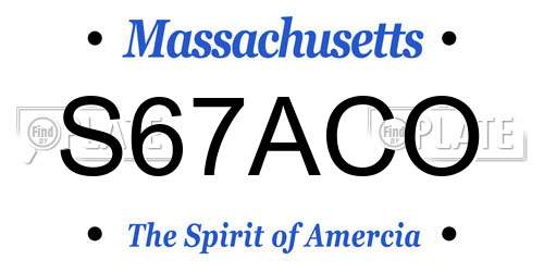S67ACO Massachusetts License Plate