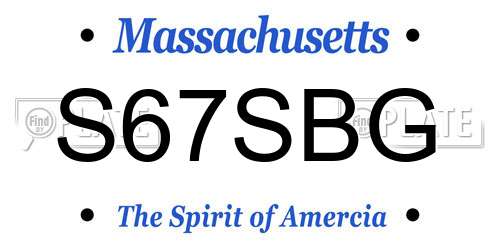 S67SBG Massachusetts License Plate