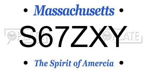 S67ZXY Massachusetts License Plate