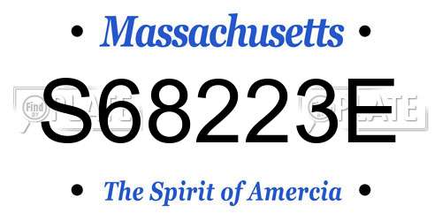 S68223E Massachusetts License Plate
