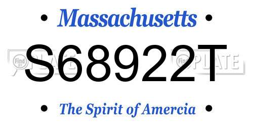 S68922T Massachusetts License Plate