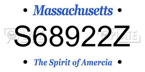 S68922Z Massachusetts License Plate