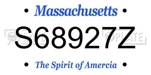 S68927Z Massachusetts License Plate