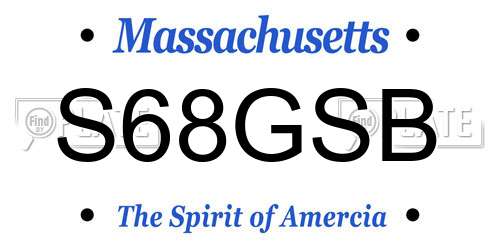 S68GSB Massachusetts License Plate