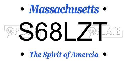 S68LZT Massachusetts License Plate