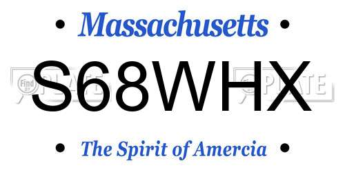 S68WHX Massachusetts License Plate