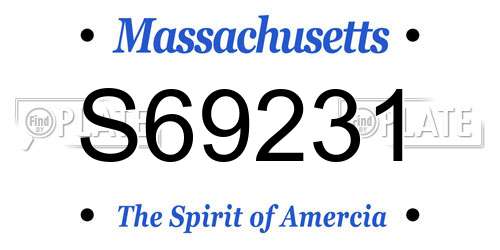 S69231 Massachusetts License Plate