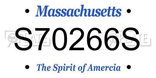 S70266S Massachusetts License Plate