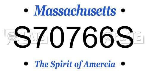 S70766S Massachusetts License Plate