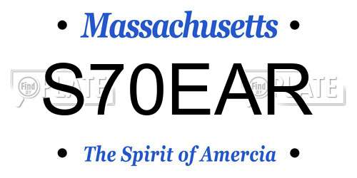 S70EAR Massachusetts License Plate