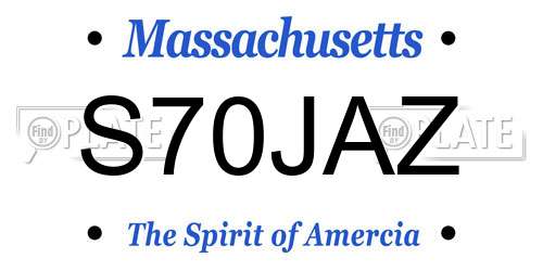 S70JAZ Massachusetts License Plate