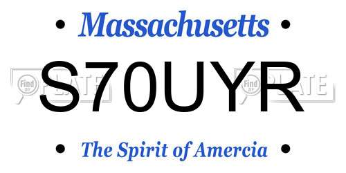 S70UYR Massachusetts License Plate