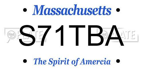 S71TBA Massachusetts License Plate