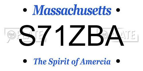 S71ZBA Massachusetts License Plate