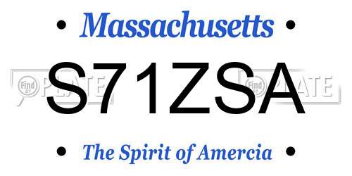 S71ZSA Massachusetts License Plate