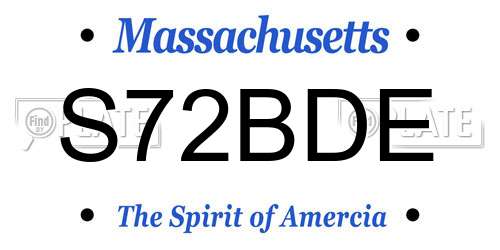 S72BDE Massachusetts License Plate