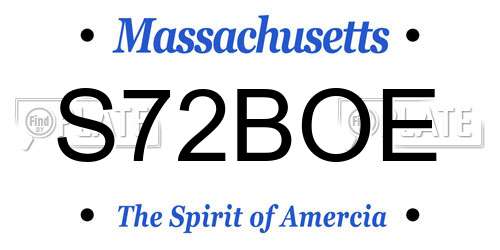 S72BOE Massachusetts License Plate