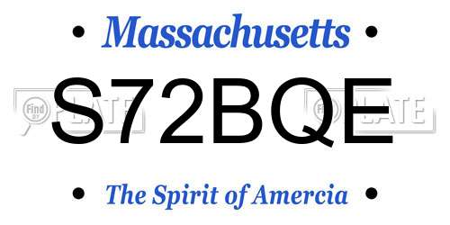 S72BQE Massachusetts License Plate