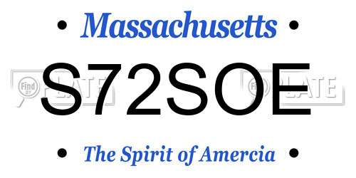 S72SOE Massachusetts License Plate