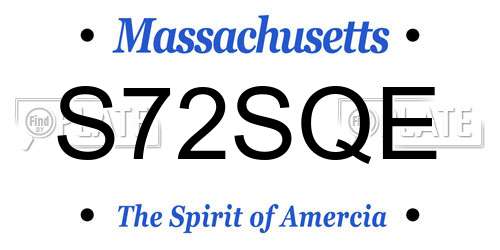 S72SQE Massachusetts License Plate