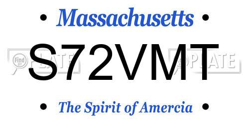 S72VMT Massachusetts License Plate