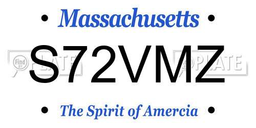 S72VMZ Massachusetts License Plate