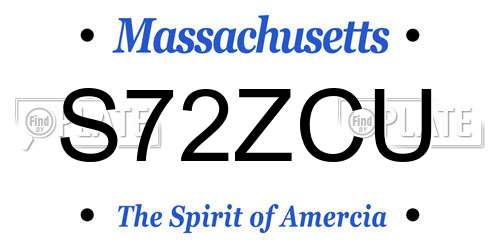 S72ZCU Massachusetts License Plate