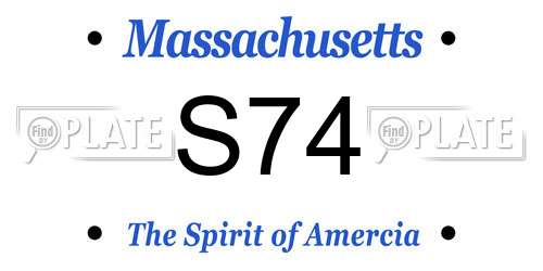S74 Massachusetts License Plate