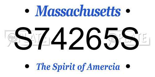 S74265S Massachusetts License Plate