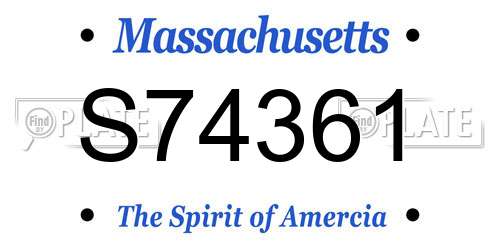 S74361 Massachusetts License Plate