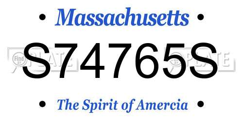 S74765S Massachusetts License Plate