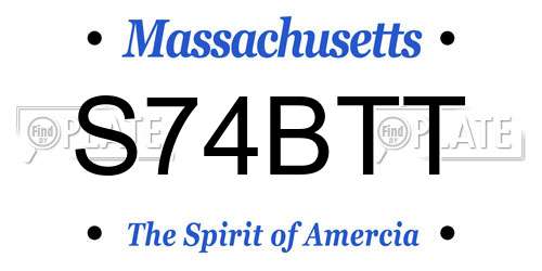 S74BTT Massachusetts License Plate