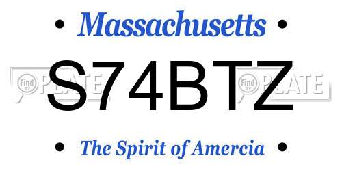 S74BTZ Massachusetts License Plate