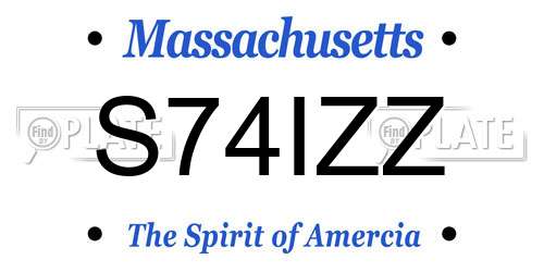 S74IZZ Massachusetts License Plate