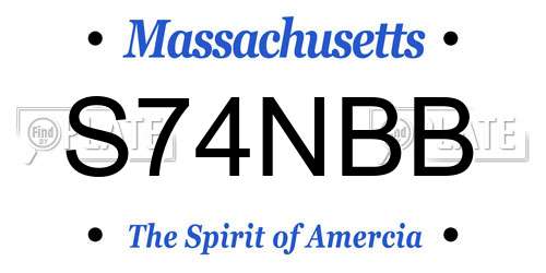 S74NBB Massachusetts License Plate