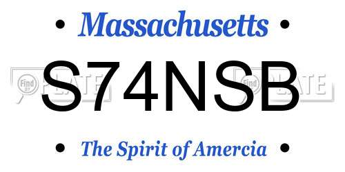 S74NSB Massachusetts License Plate