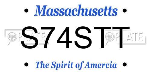 S74STT Massachusetts License Plate