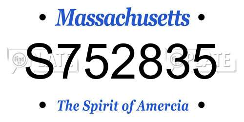 S752835 Massachusetts License Plate