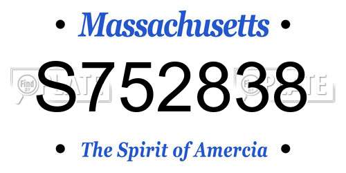 S752838 Massachusetts License Plate