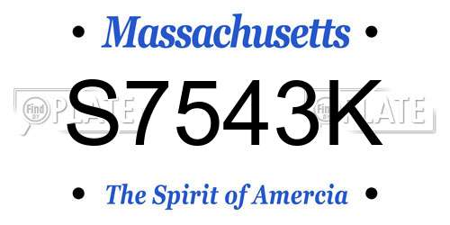 S7543K Massachusetts License Plate