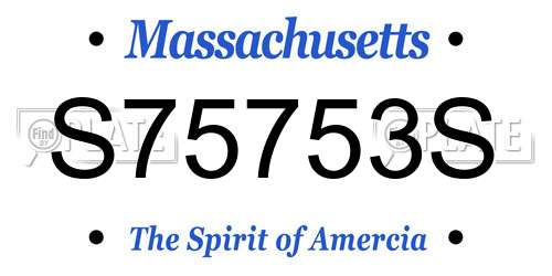 S75753S Massachusetts License Plate