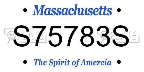 S75783S Massachusetts License Plate
