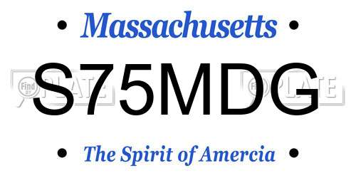 S75MDG Massachusetts License Plate